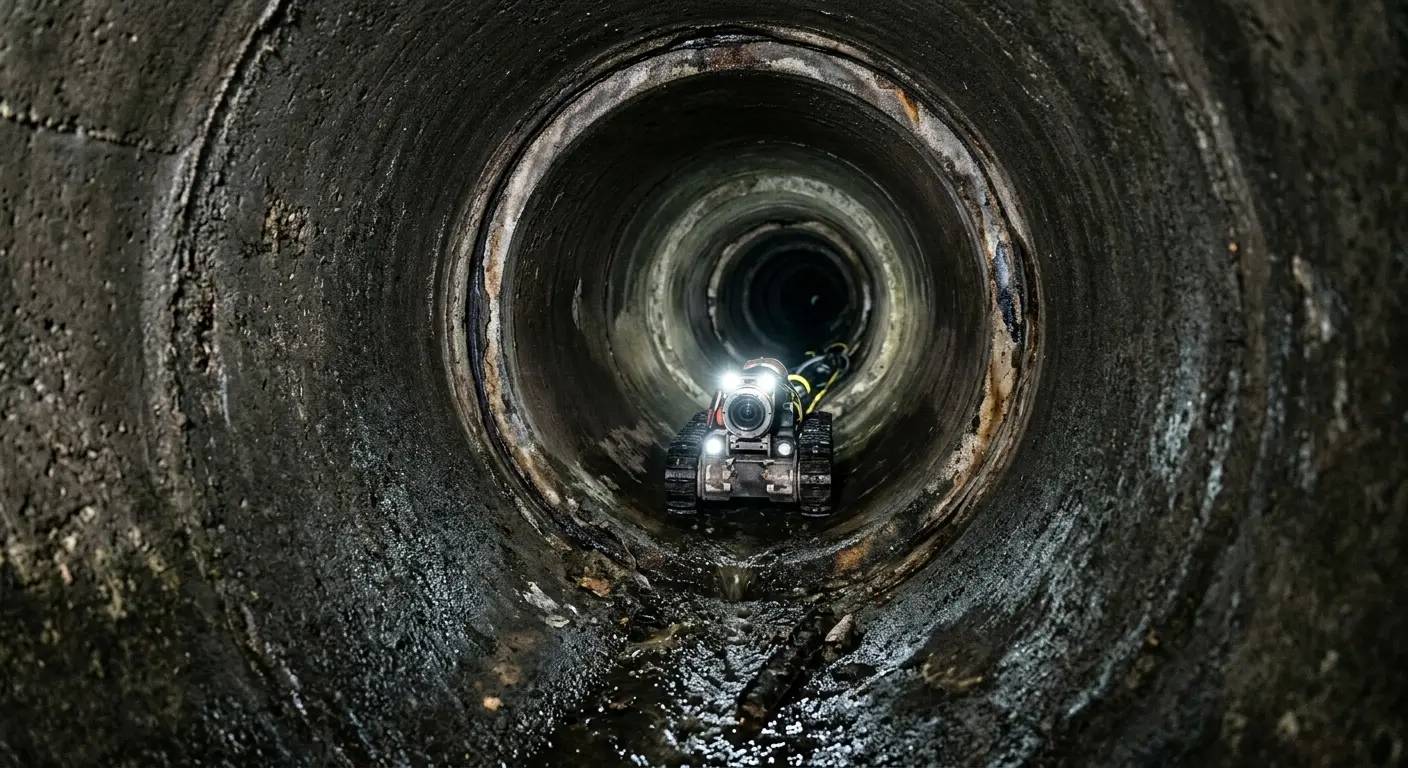 Robotic sewer camera inspecting pipe interior for Sewer Line Repair in Edgemere